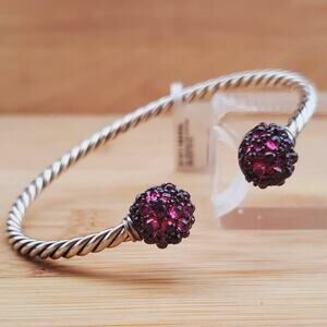 David Yurman Garnet Berries Station Cable Sterling Silver Bracelet NWT